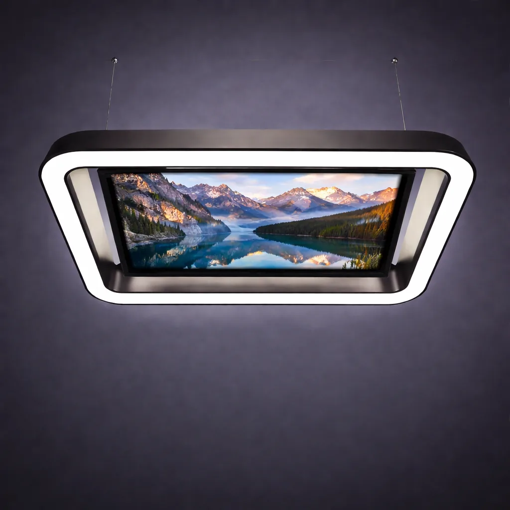 Suspension carrée EVO Media Square 60 finition noir avec Smart TV intégrée